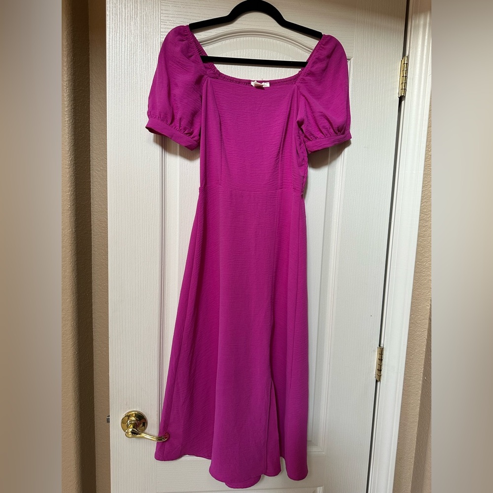 Monteau Puff Sleeve Front Slit Sheath Dress Hot Pink
Fuchsia Women's
